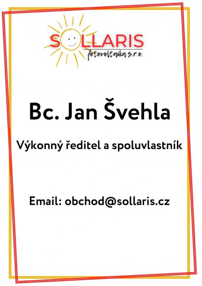 Jan Švehla jednatel společnosti SOLLARIS fotovoltaika s.r.o.