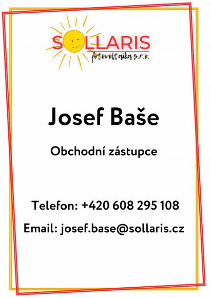Josef Baše obchodní zástupce společnosti SOLLARIS fotovoltaika s.r.o.